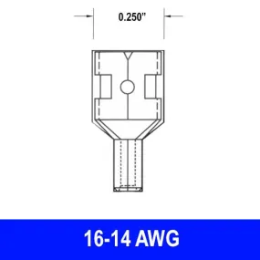 #16-14AWG Uninsulated .250" Female Quick Connect, 100 pack