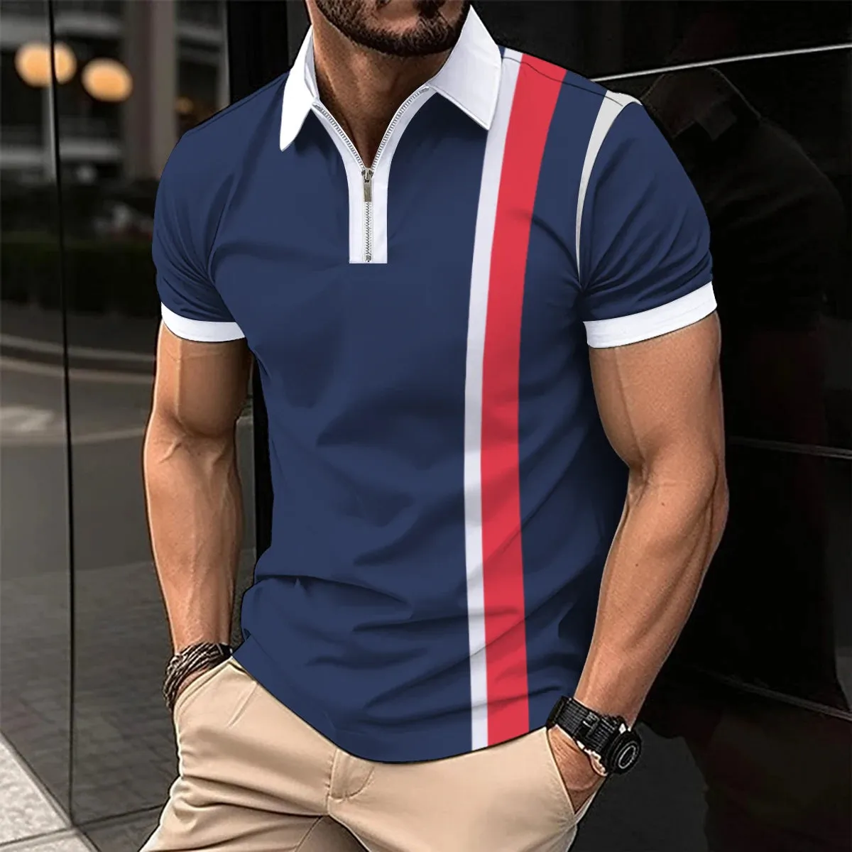 2024 summer new casual lapel men's Polo shirt short sleeve casual business fashion shirt Polo shirt men's clothing