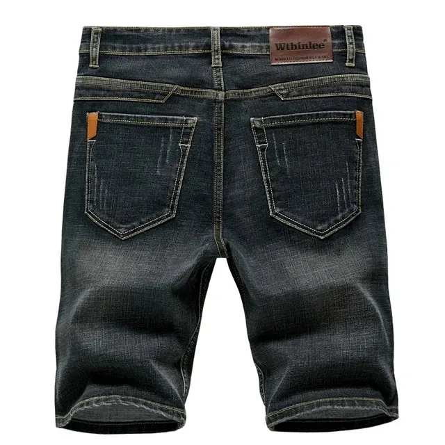 2024 Summer New Men's Denim Shorts Classic Black Blue Thin Section Fashion Slim Business Casual Jeans Shorts Male Brand