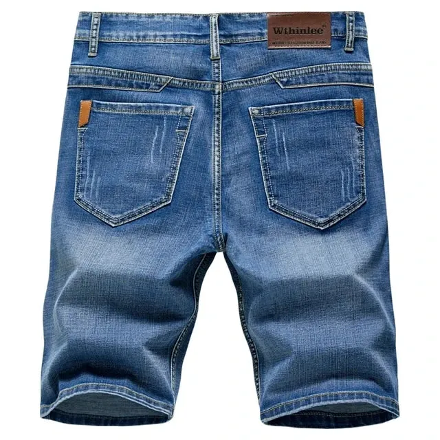 2024 Summer New Men's Denim Shorts Classic Black Blue Thin Section Fashion Slim Business Casual Jeans Shorts Male Brand