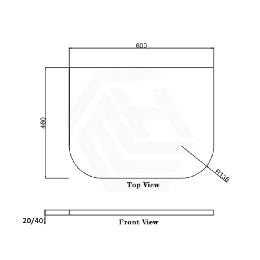 20mm Curved Edge Stone Top for Above Counter Basin Gloss Silk White 600-1800mm