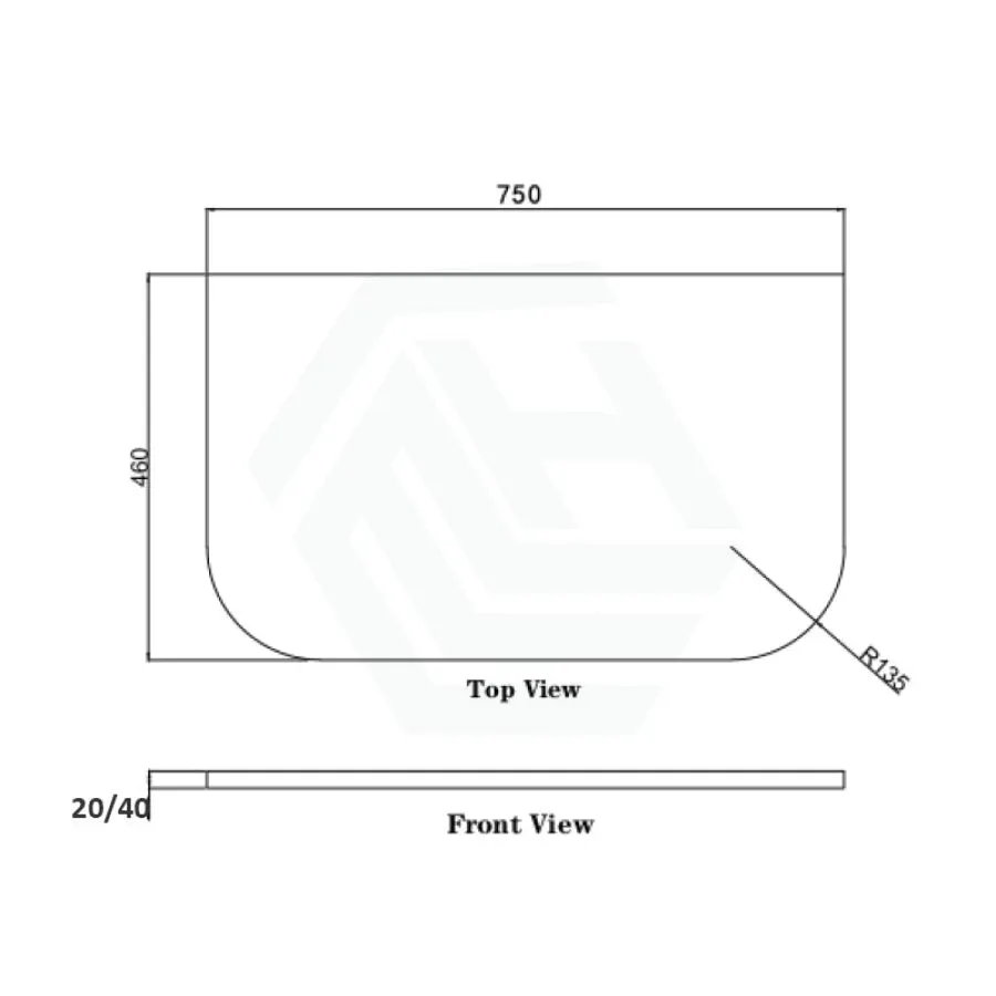 20mm Curved Edge Stone Top for Above Counter Basin Gloss Silk White 600-1800mm