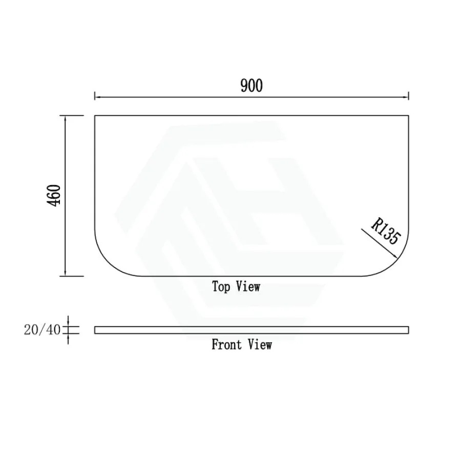 20mm Curved Edge Stone Top for Above Counter Basin Gloss Silk White 600-1800mm