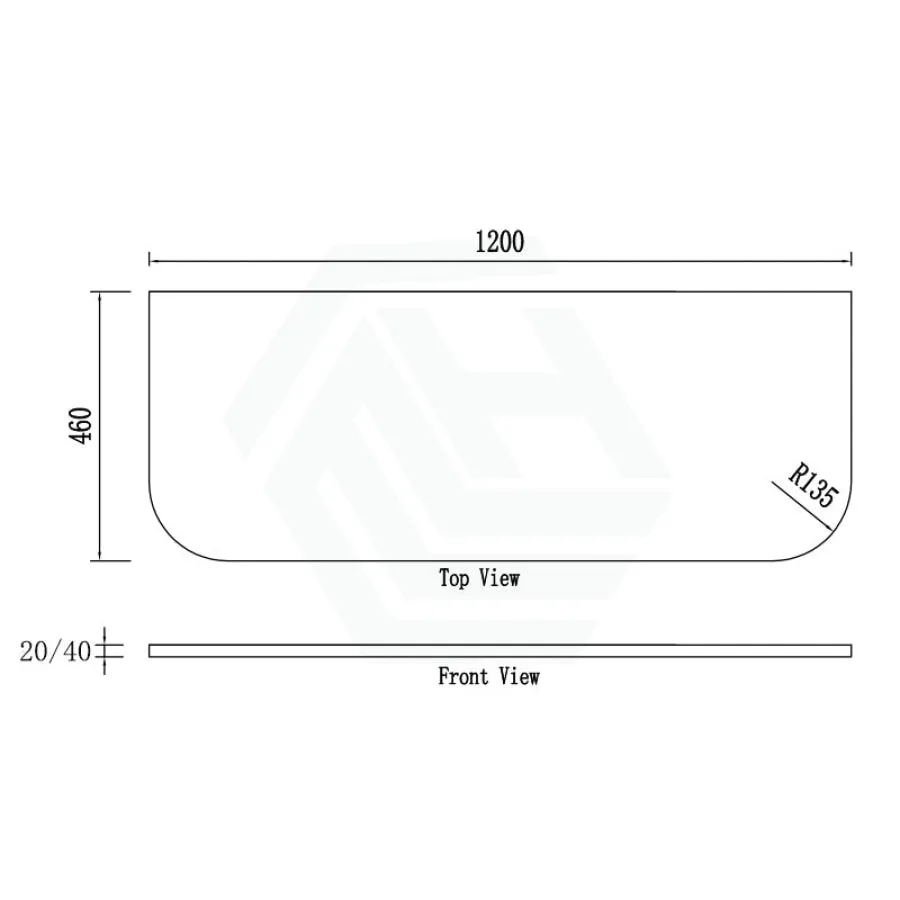 20mm Curved Edge Stone Top for Above Counter Basin Gloss Silk White 600-1800mm