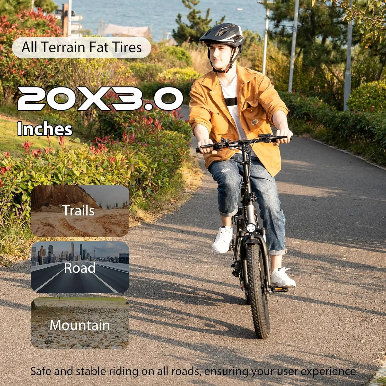 20" Fat Tire Electric Bike, 750W, 20MPH, Folding, 48V/14Ah Battery, All-Terrain