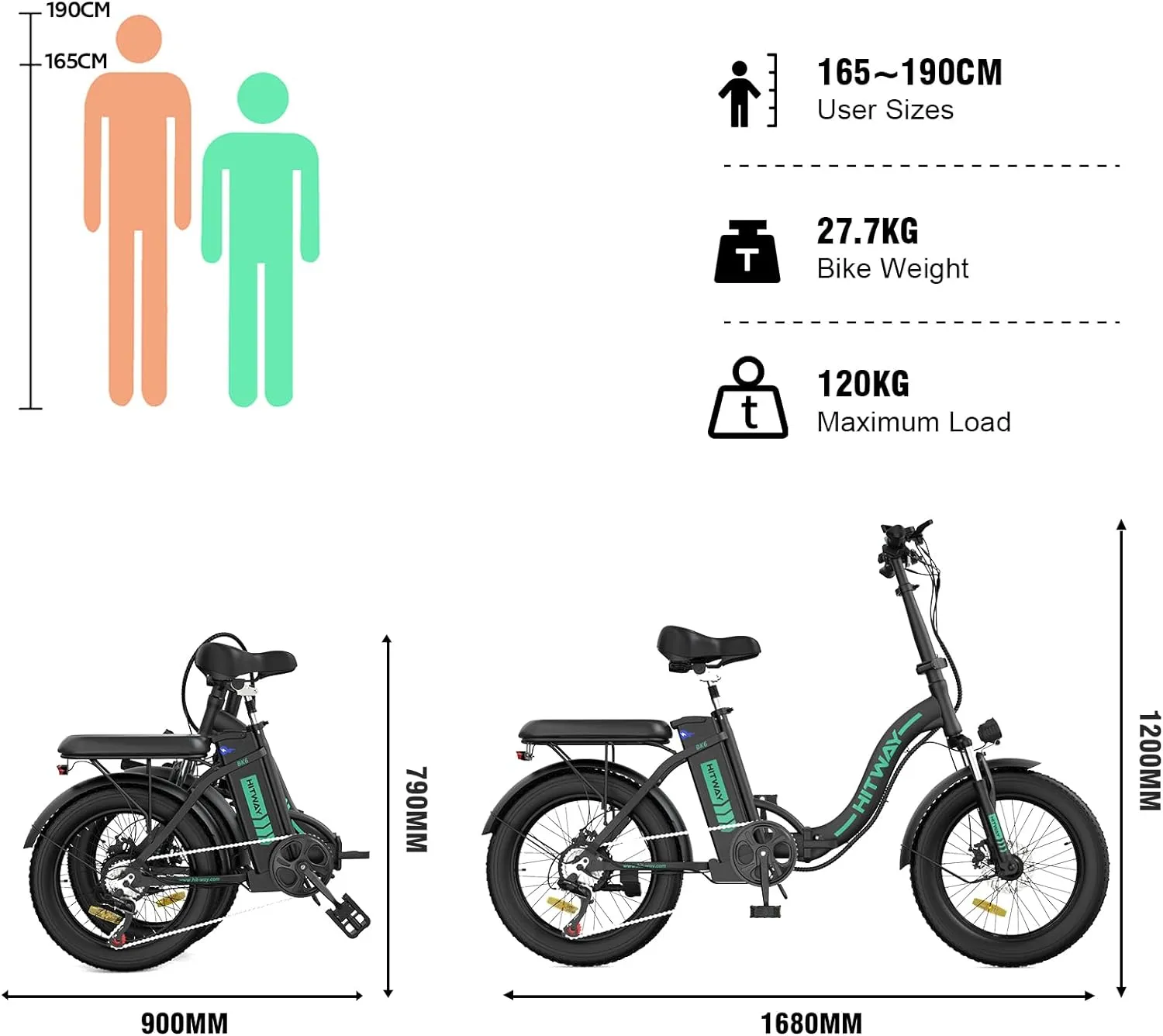 20" Fat Tire Electric Bike, 750W, 20MPH, Folding, 48V/14Ah Battery, All-Terrain