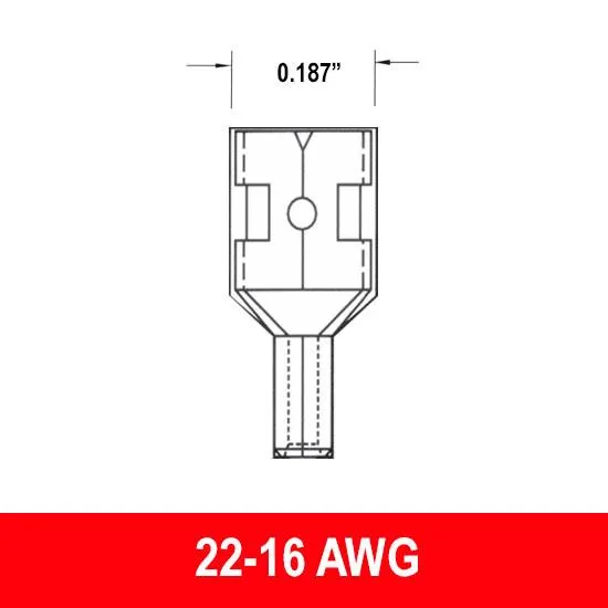 #22-16AWG Uninsulated .187" Female Quick Connect, 15 pack