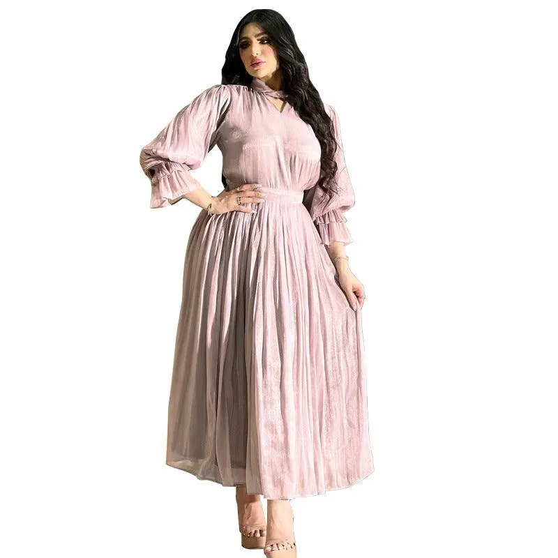 Best Fashionable Muslim Women's Bright Silk Satin Dress