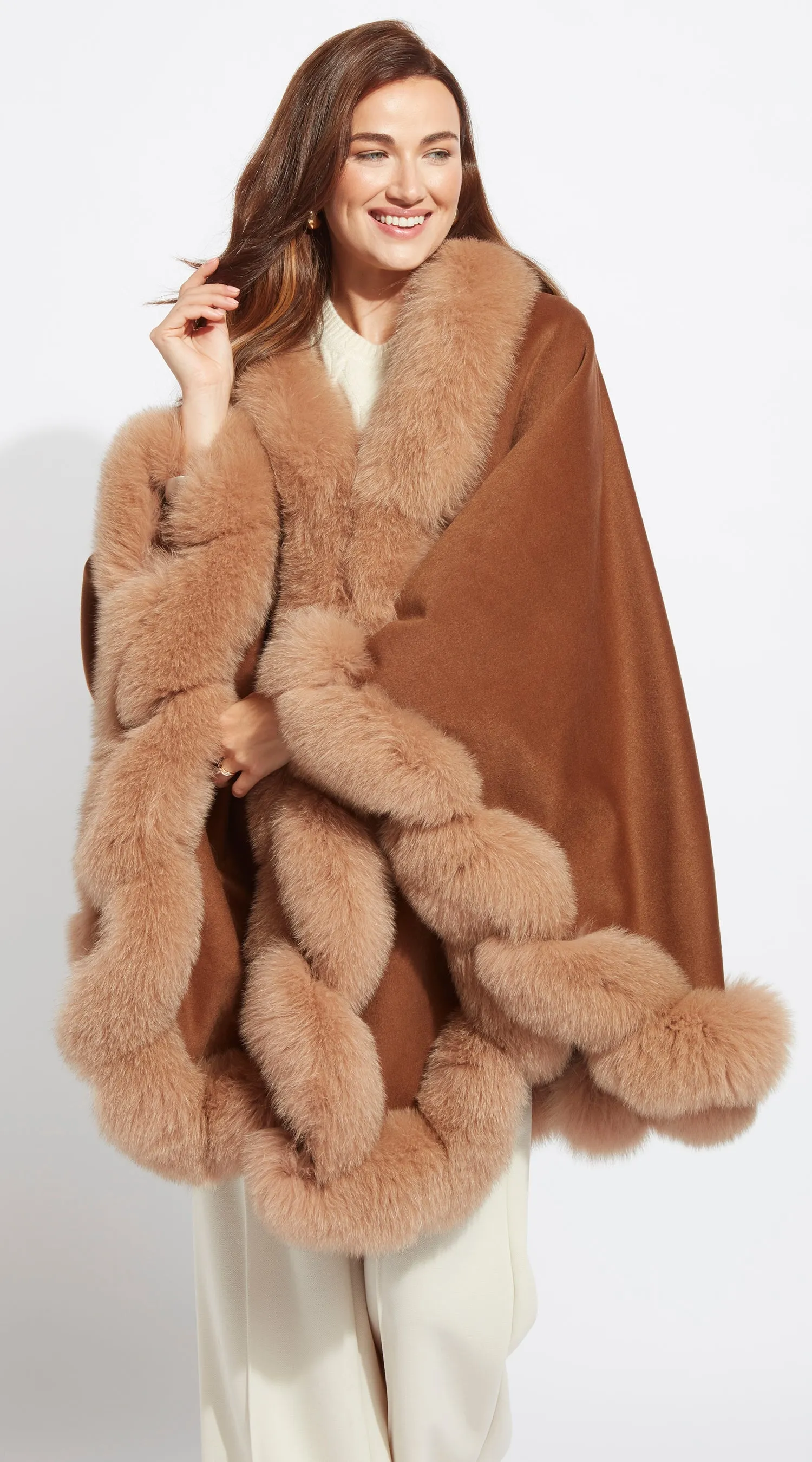 Cashmere Spiral Cape -  Camel