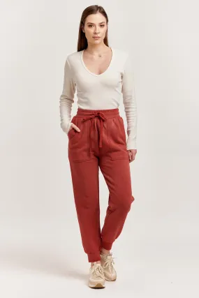 DAHLIA HIGH RISE ANKLE JOGGER PANTS INTENSE RUST