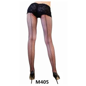 Diamond Net Pantyhose with built in Lace boy shorts Black