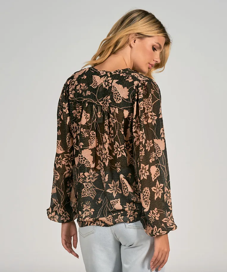 ELN Floral Chiffon Blouse