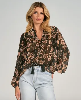 ELN Floral Chiffon Blouse