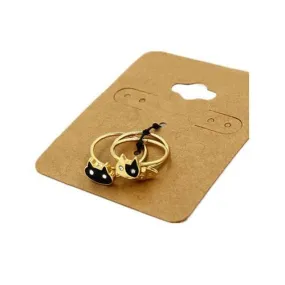 Golden Cute Crystal Cat And Fish Finger Ring Pack