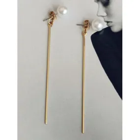 Golden Faux Pearl Embellished Stud Earrings