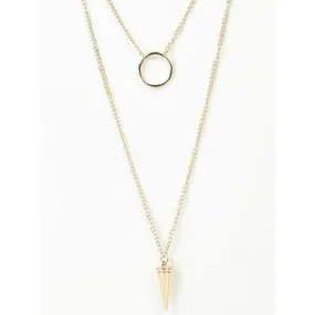 Golden Multirow Bar And Cone Pendant Necklace