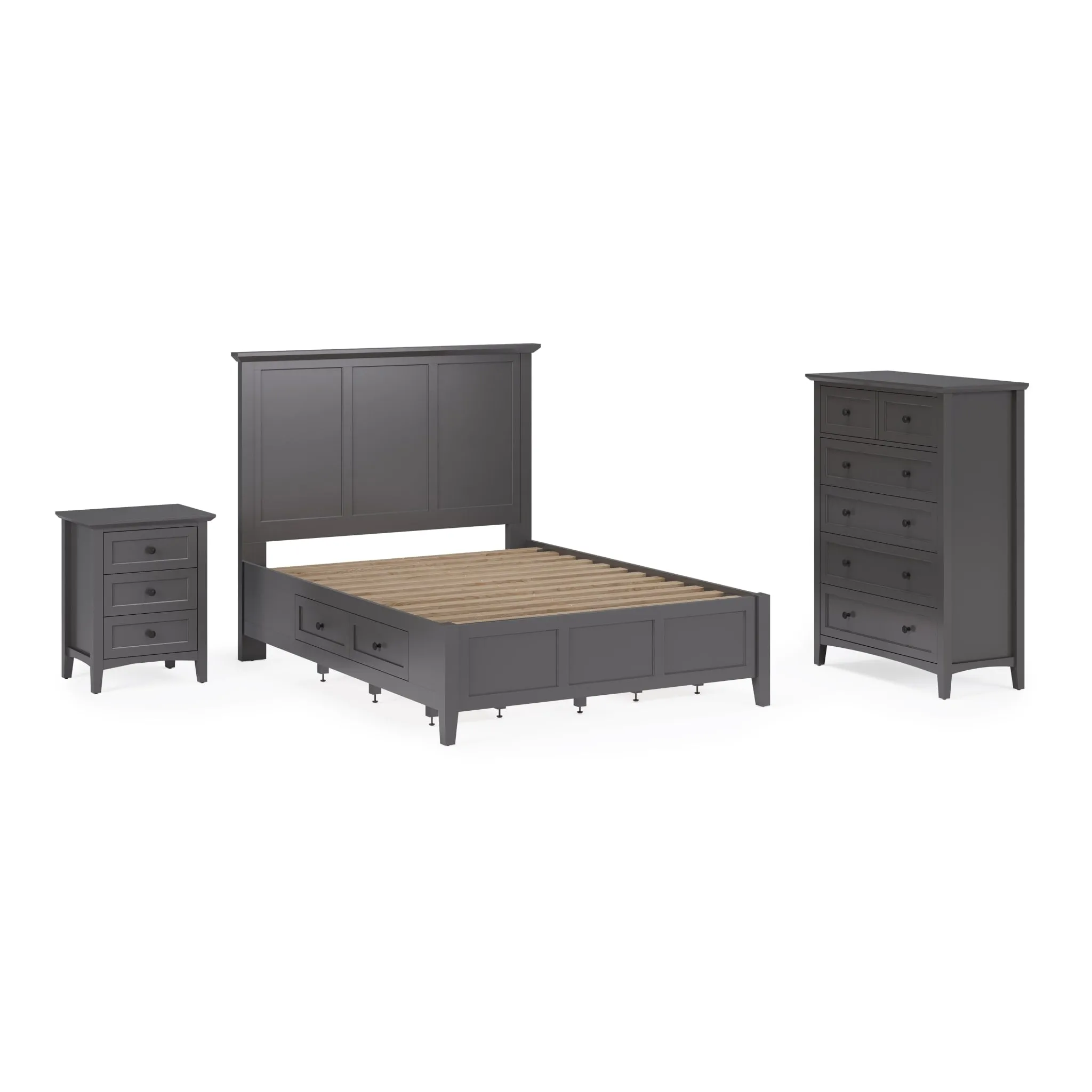 Grace Three Drawer Nightstand in Raven Black