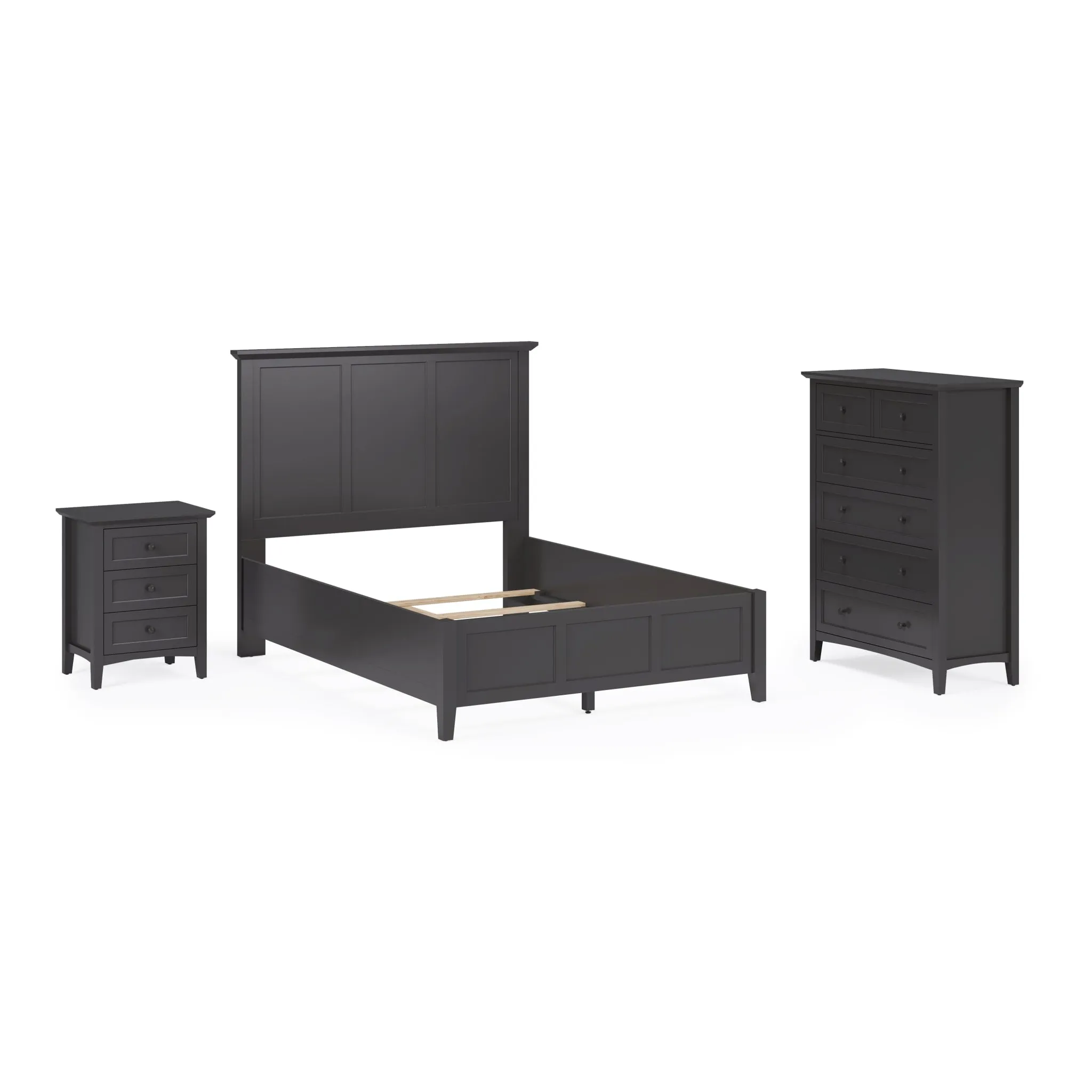 Grace Three Drawer Nightstand in Raven Black