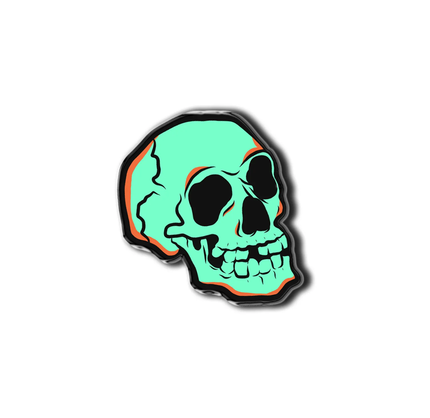 Green Graveyard Skull Halloween Lapel Pin