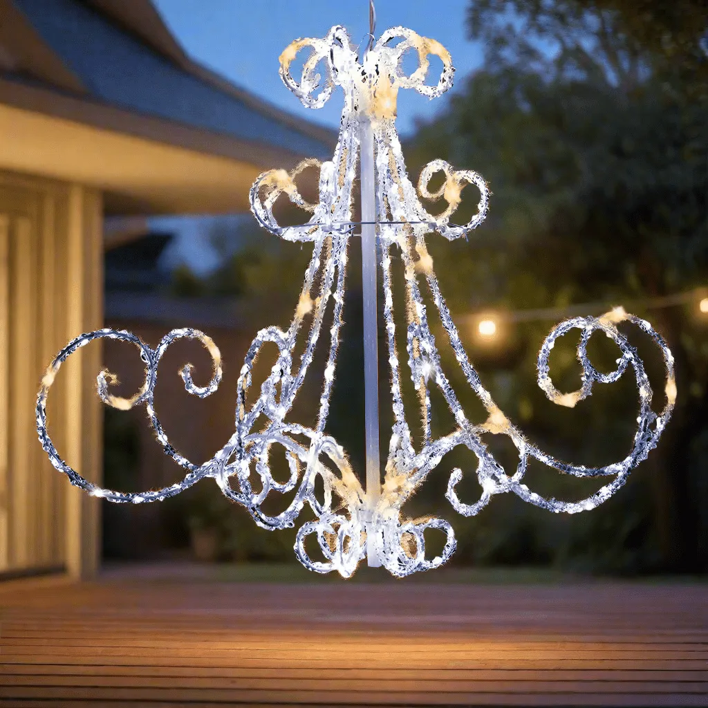 LED White with Warm White Twinkling Acrylic Chandelier