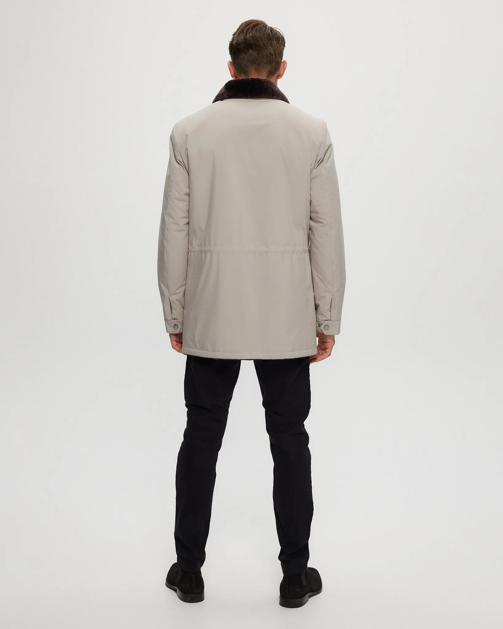 Men's Fabric Jacket with Select Shearling Lamb Lining