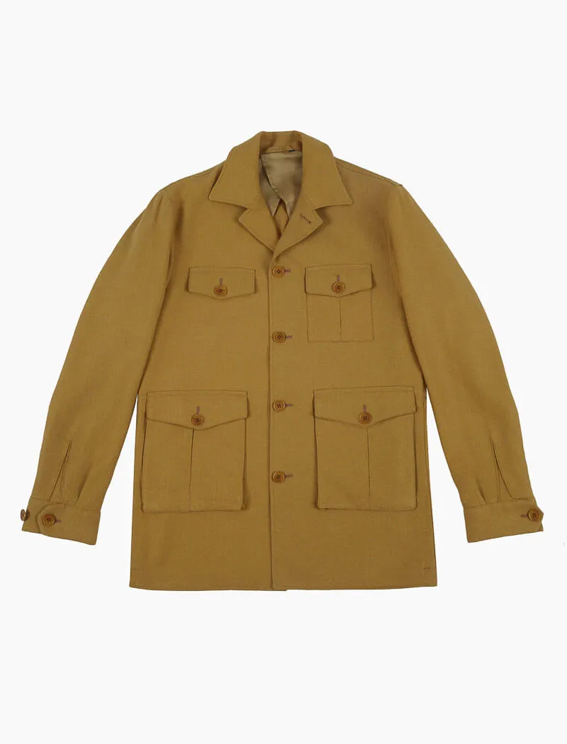 Mustard Herringbone Cotton & Linen Field Jacket