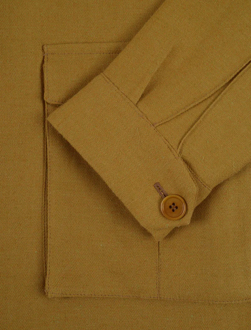 Mustard Herringbone Cotton & Linen Field Jacket