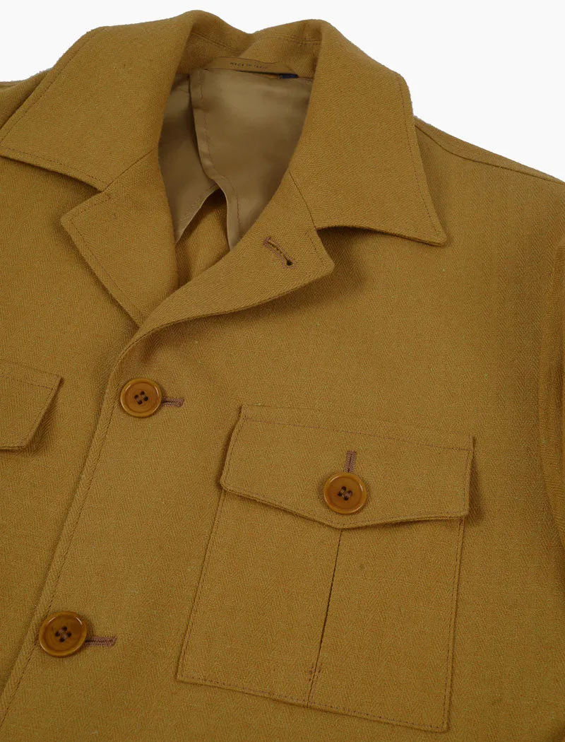 Mustard Herringbone Cotton & Linen Field Jacket