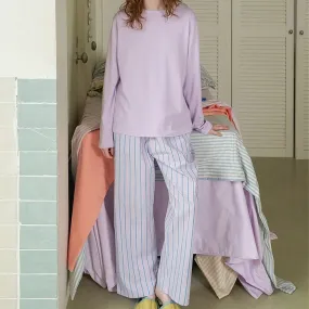 Pastel Striped Pajama Set / Purple