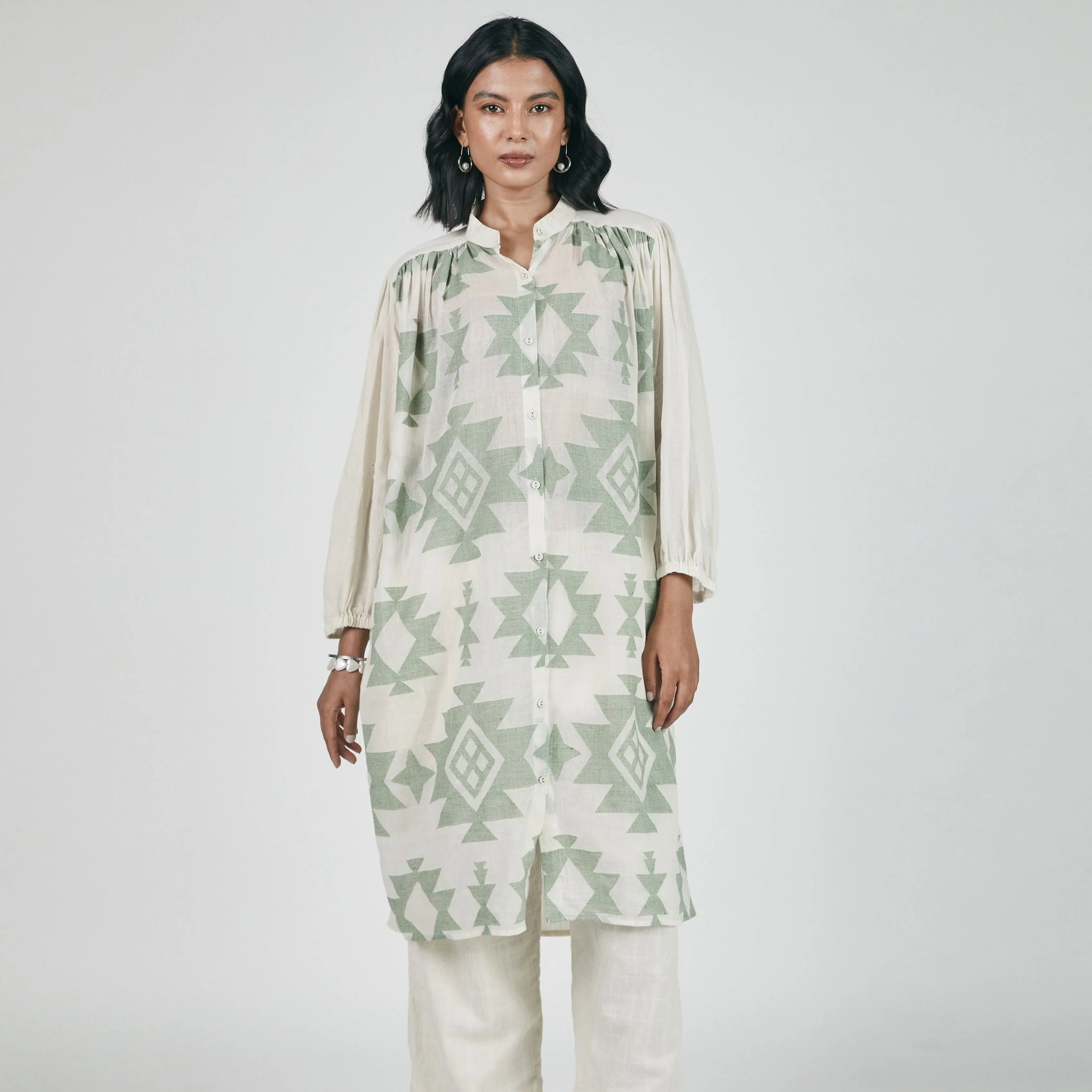 Samira Tunic in Jamdani Sage