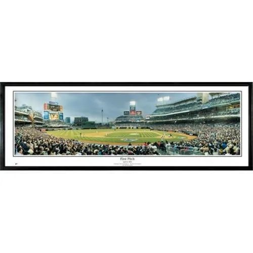 San Diego Padres First Pitch" - 13.5"x39" Standard Black Frame"