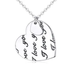 Silver Letter Heart Drop Necklace