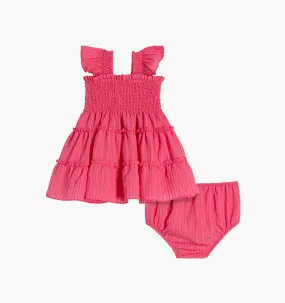 The Baby Ellie Nap Dress - Watermelon Tonal Seersucker