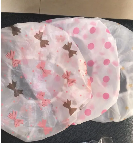 Transparent Printed Waterproof Shower Cap