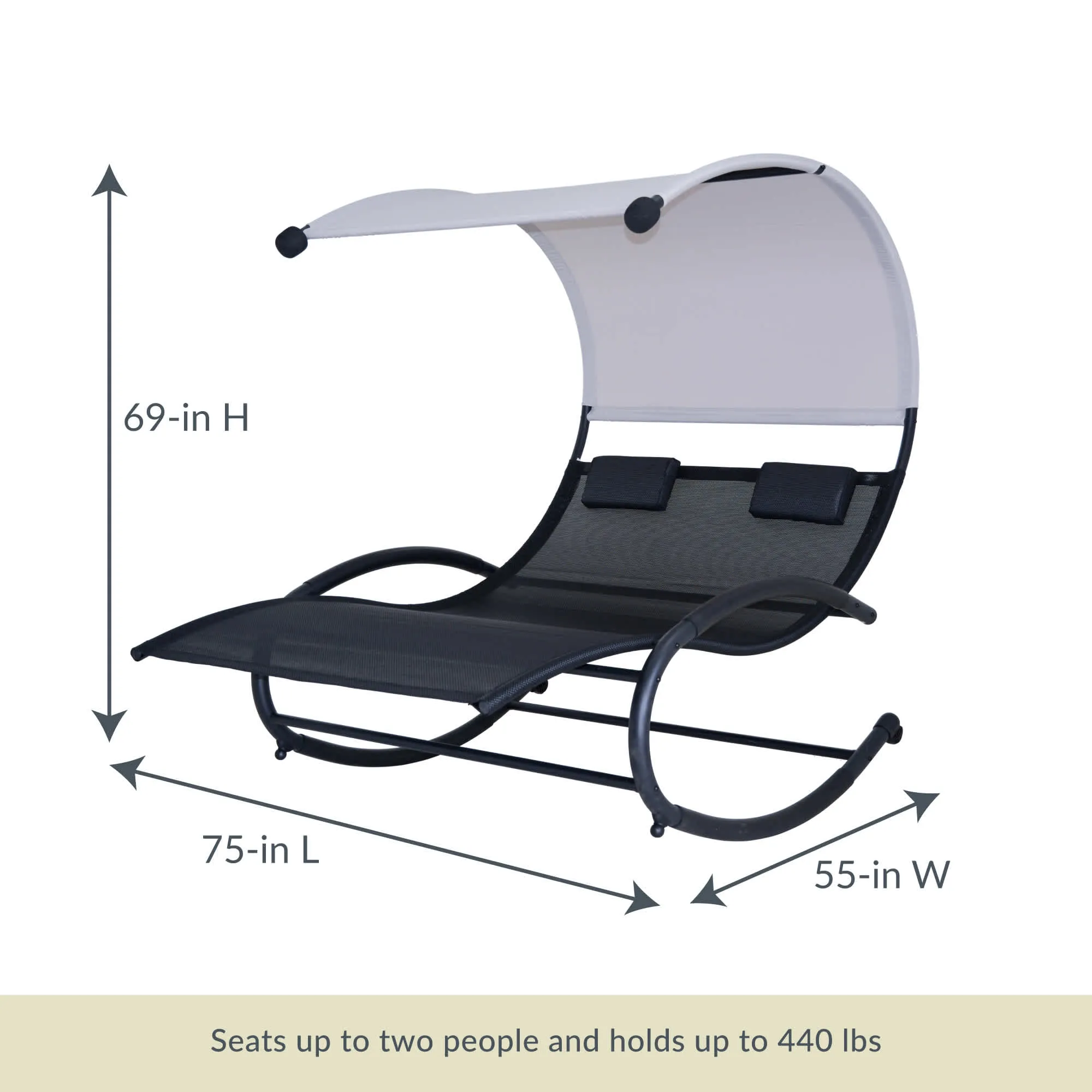 Ultra Comfortable Cool Mesh Dual Rocker With Canopy