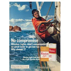 Vintage 1980 Print Ad for Winston Lights Cigarettes Sailing