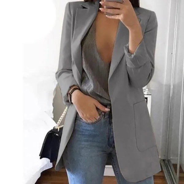 Womens Cardigan Jackets Open Front Solid Color Casual Oversized Long Blazer