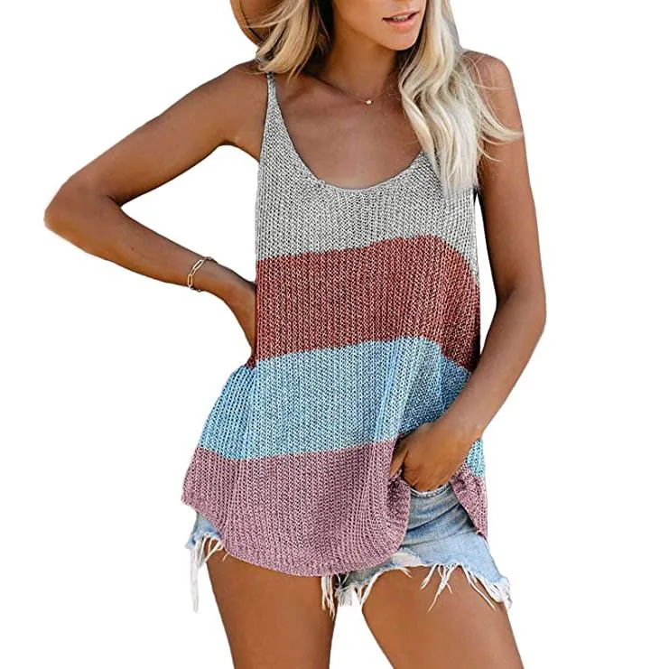 Women's Summer Scoop Neck Knit Cami Tank Tops