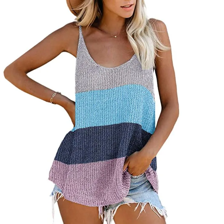 Women's Summer Scoop Neck Knit Cami Tank Tops