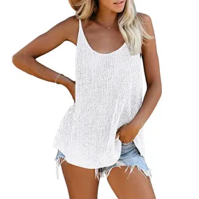 Women's Summer Scoop Neck Knit Cami Tank Tops